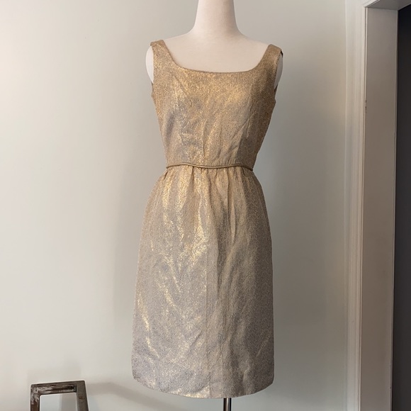 Vintage 1960s Gold Wiggle, Low Back Party Dress - Picture 1 of 7
